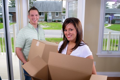 Boxes and furniture prepared for a move in Toedinburgh