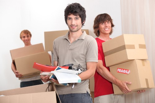 Office items being transported by removals van
