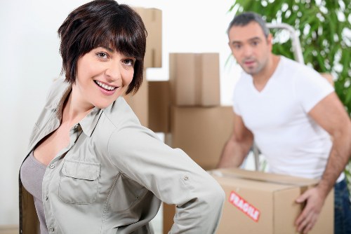 Team loading boxed business items during a Toedinburgh relocation